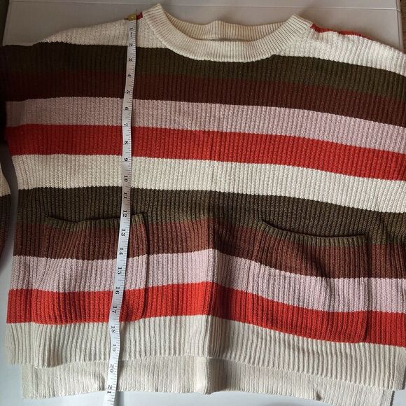 Madewell Women Patch Pocket Pullover Sweater Multicolor Walton Stripe Size M - Picture 5 of 6